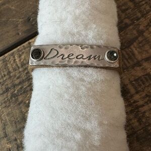 Good Works faux leather cuff. Smokey crystals.